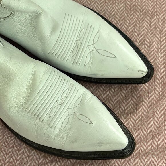 Tony Lama White Cowboy Boots Size 10M Vintage - Picture 8 of 12
